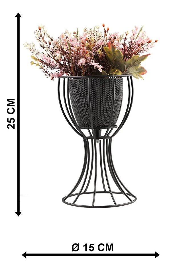 Anafor Saksılık Siyah 25 Cm Siyah Saksı Hediyeli